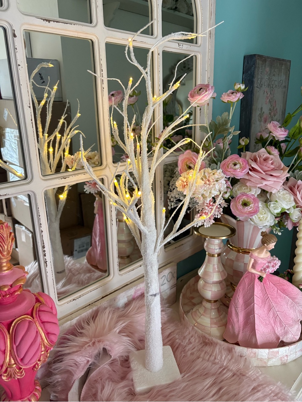 White Lighted Decorative Branch Tree Set - Home Accents